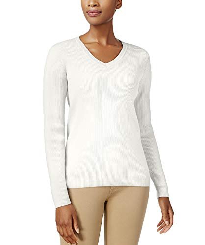 Karen Scott V-Neck Sweater | Timeless Cotton-Blend Pullover