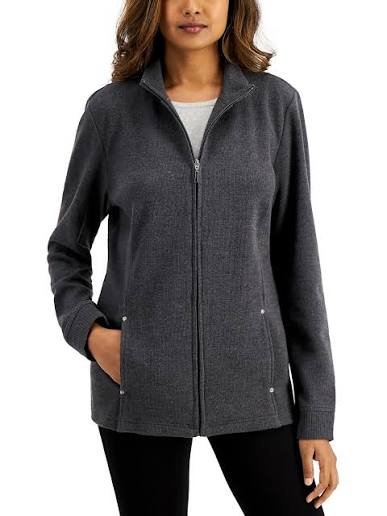 Karen Scott Sport Fleece Zip-Front Jacket product image